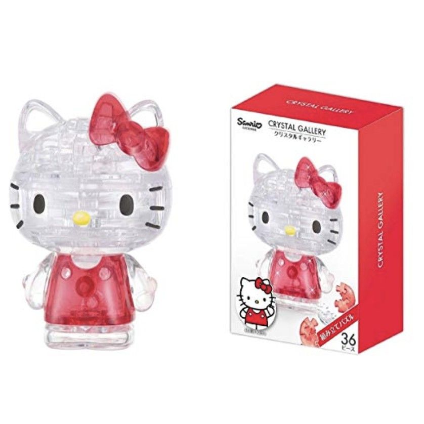 (bear)全新現貨日本直送 crystal gallery 三麗鷗 kitty 凱蒂貓 透明 立體拼圖 BEVERLY